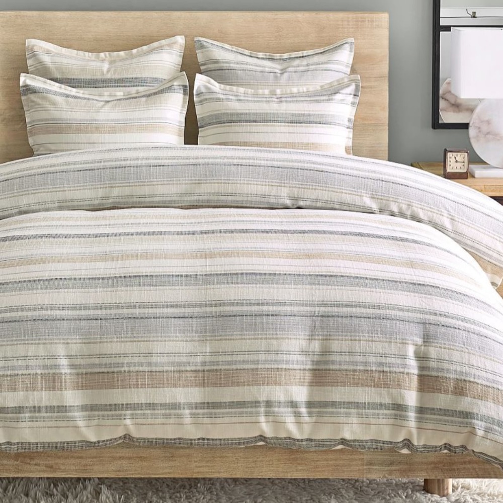 COPY - Pottery barn king Clayton Striped Cotton Duvet Cover